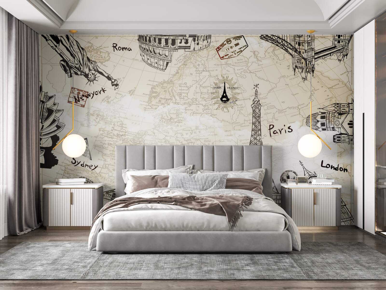 Фотошпалери європейська архітектура на карті