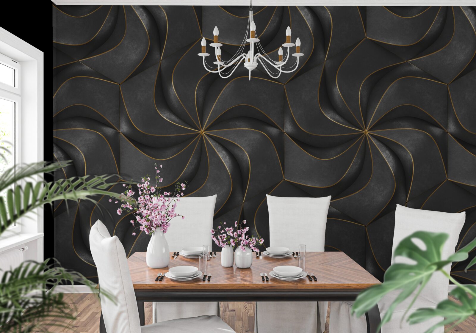 Фотошпалери темні 3d-дизайни з золотими акцентами