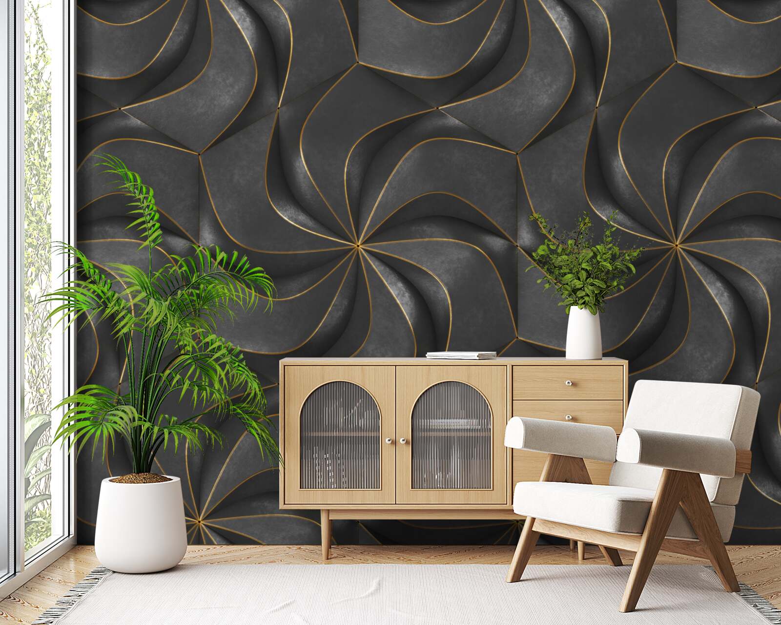 Фотошпалери темні 3d-дизайни з золотими акцентами