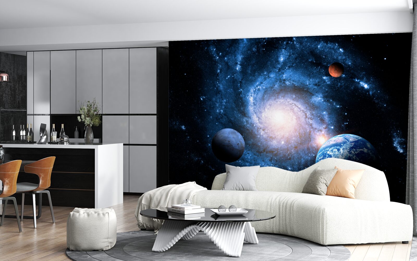 Фотошпалери похмурий космічний простір з небесними тілами