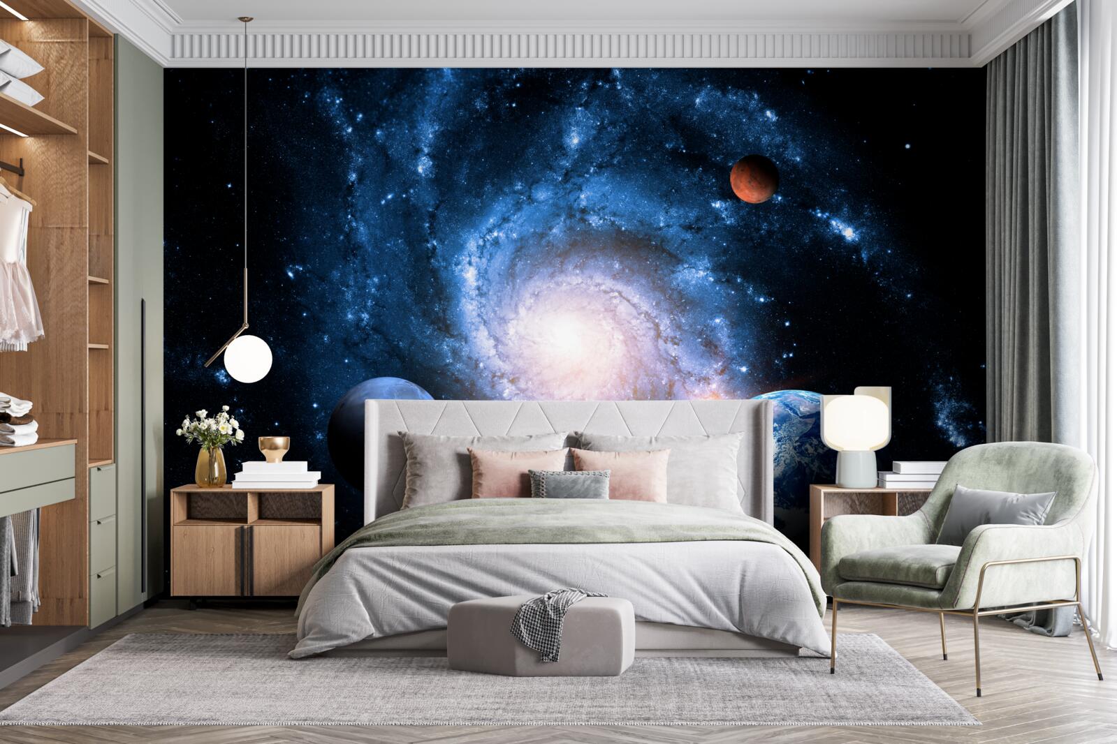 Фотошпалери похмурий космічний простір з небесними тілами