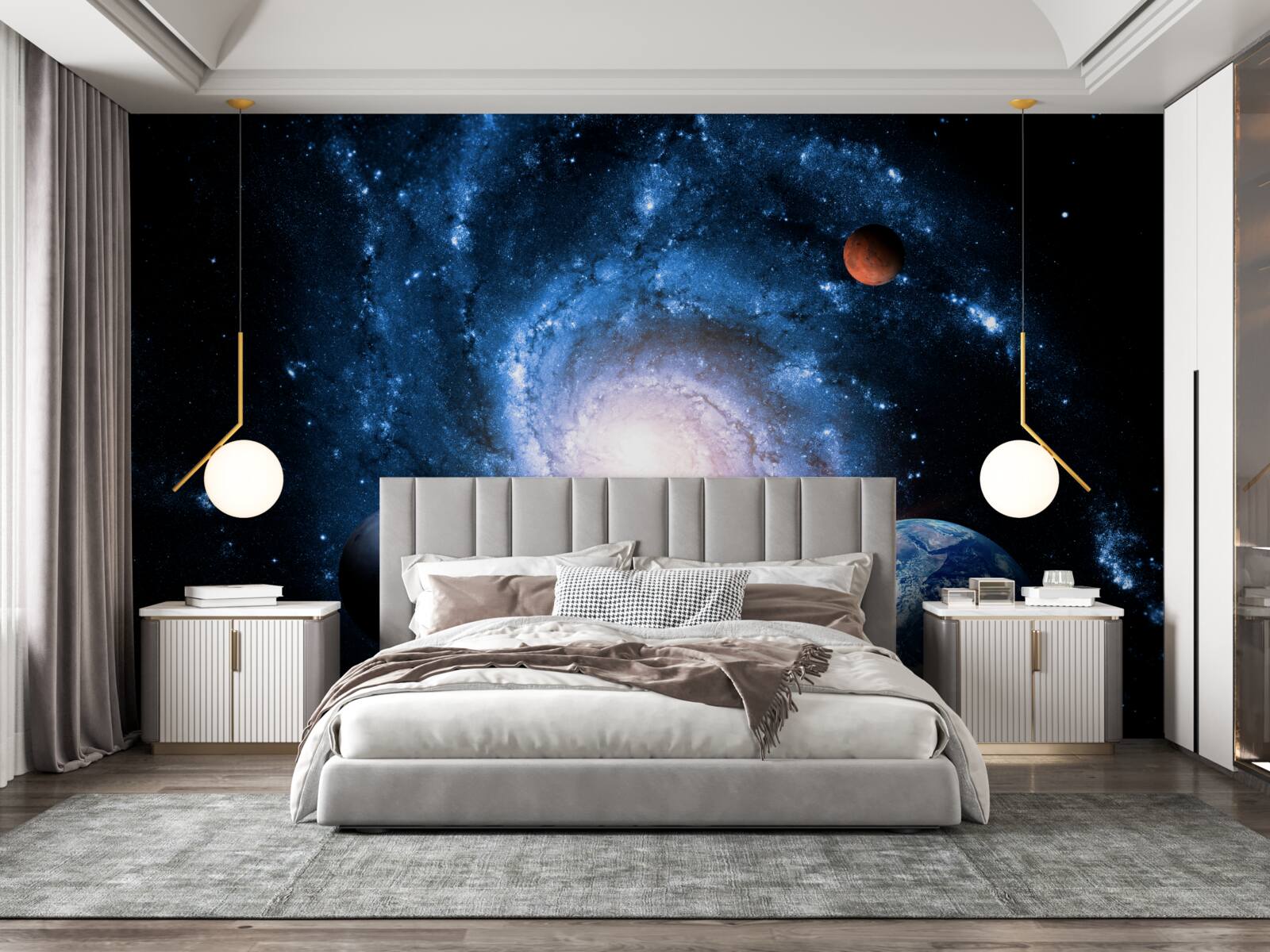 Фотошпалери похмурий космічний простір з небесними тілами