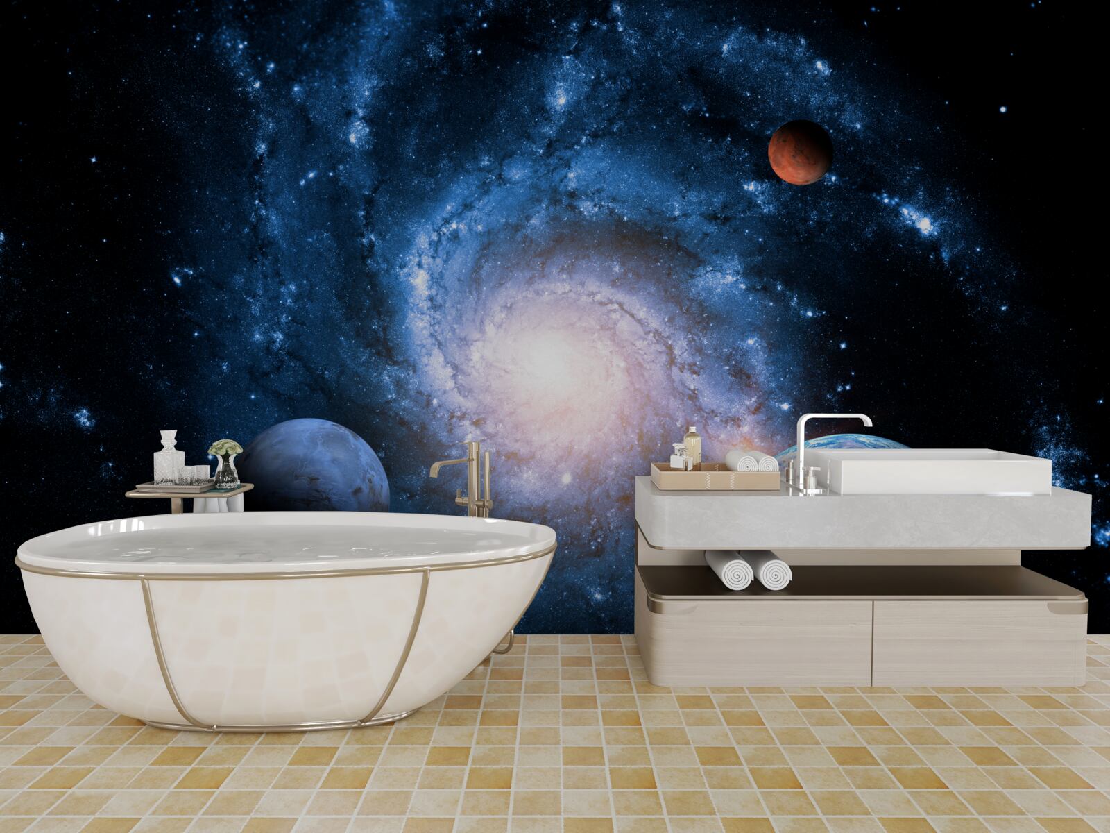 Фотошпалери похмурий космічний простір з небесними тілами