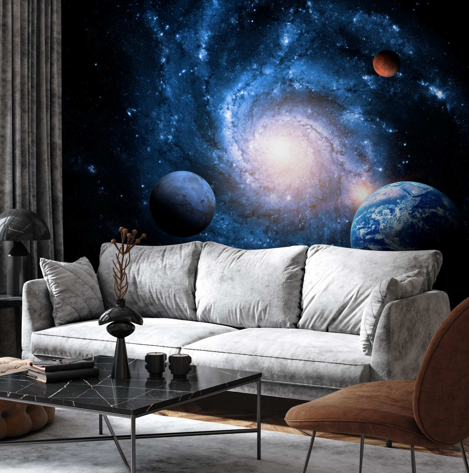 Фотошпалери похмурий космічний простір з небесними тілами