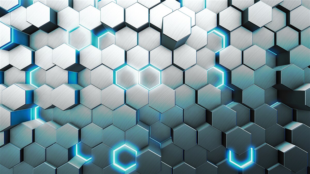 Фотошпалери сині п'ятикутні форми