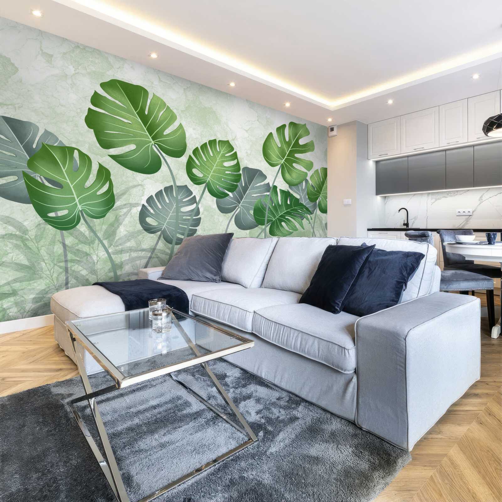 Фотошпалери велике листя монстери та папороті