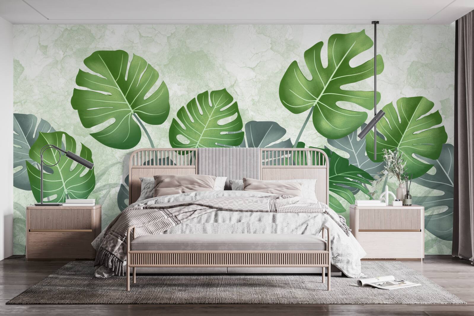 Фотошпалери велике листя монстери та папороті