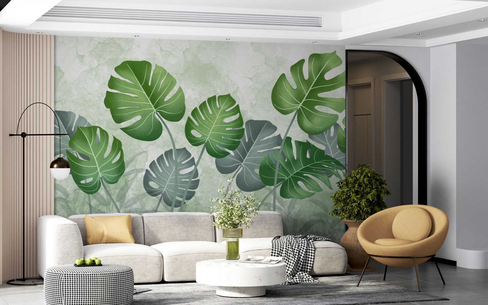 Фотошпалери велике листя монстери та папороті