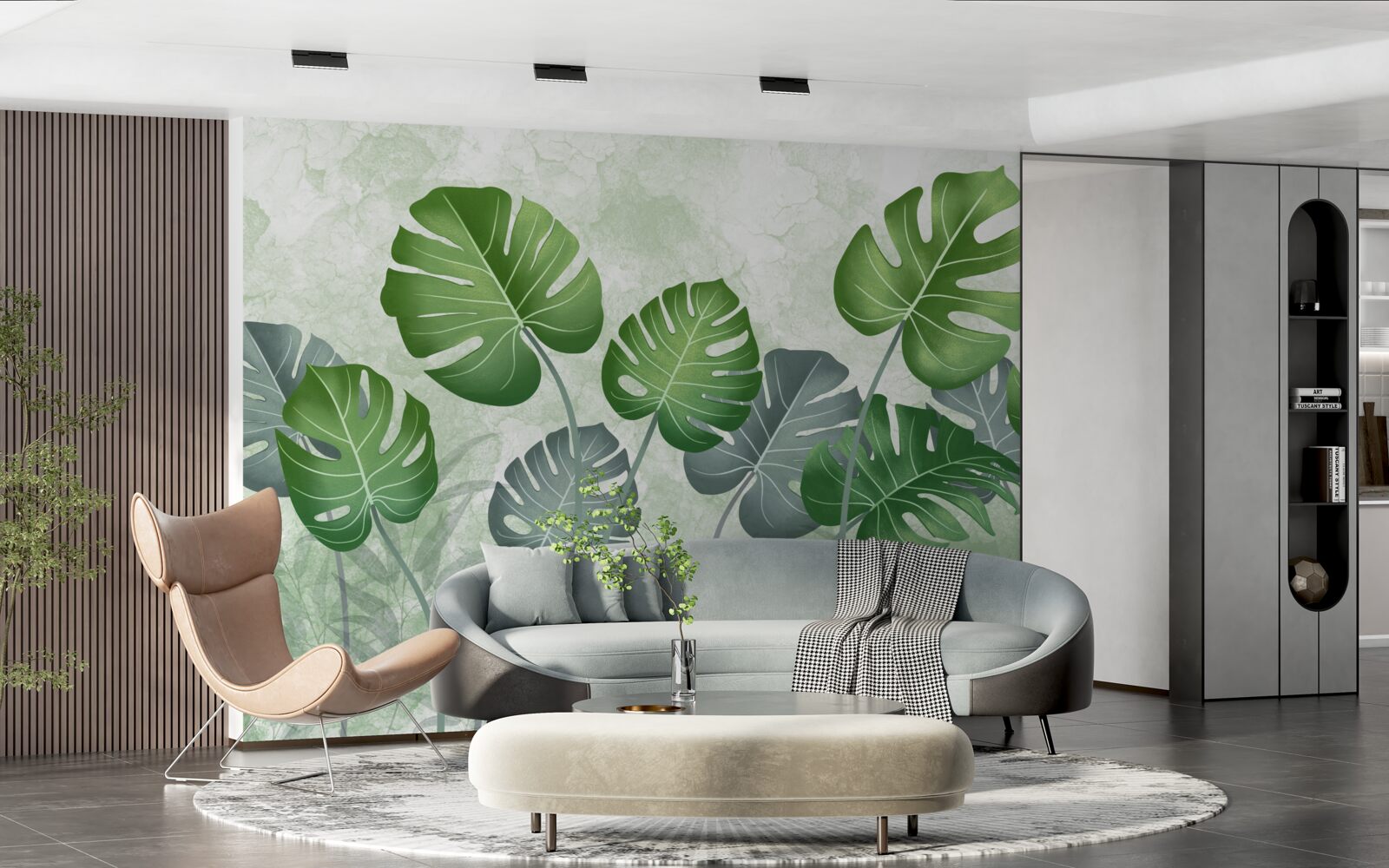 Фотошпалери велике листя монстери та папороті