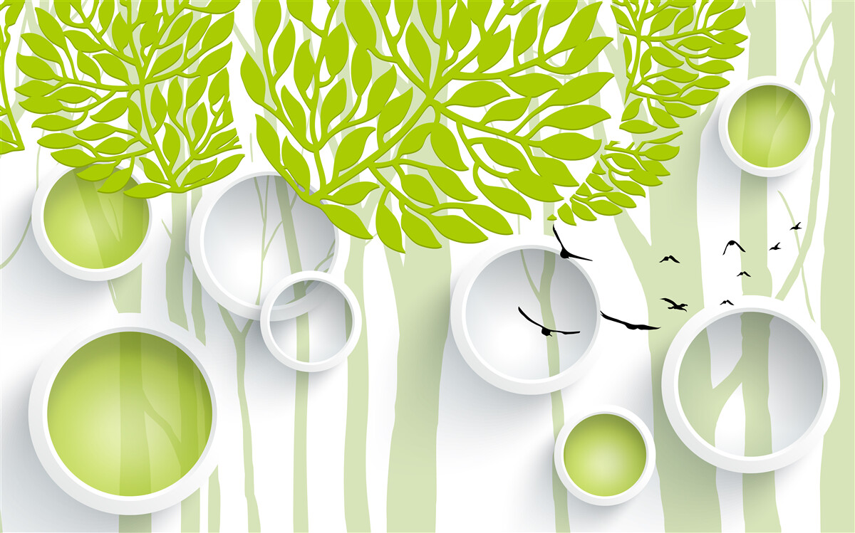 Фотошпалери абстрактне зображення весняних дерев світло-зеленого кольору