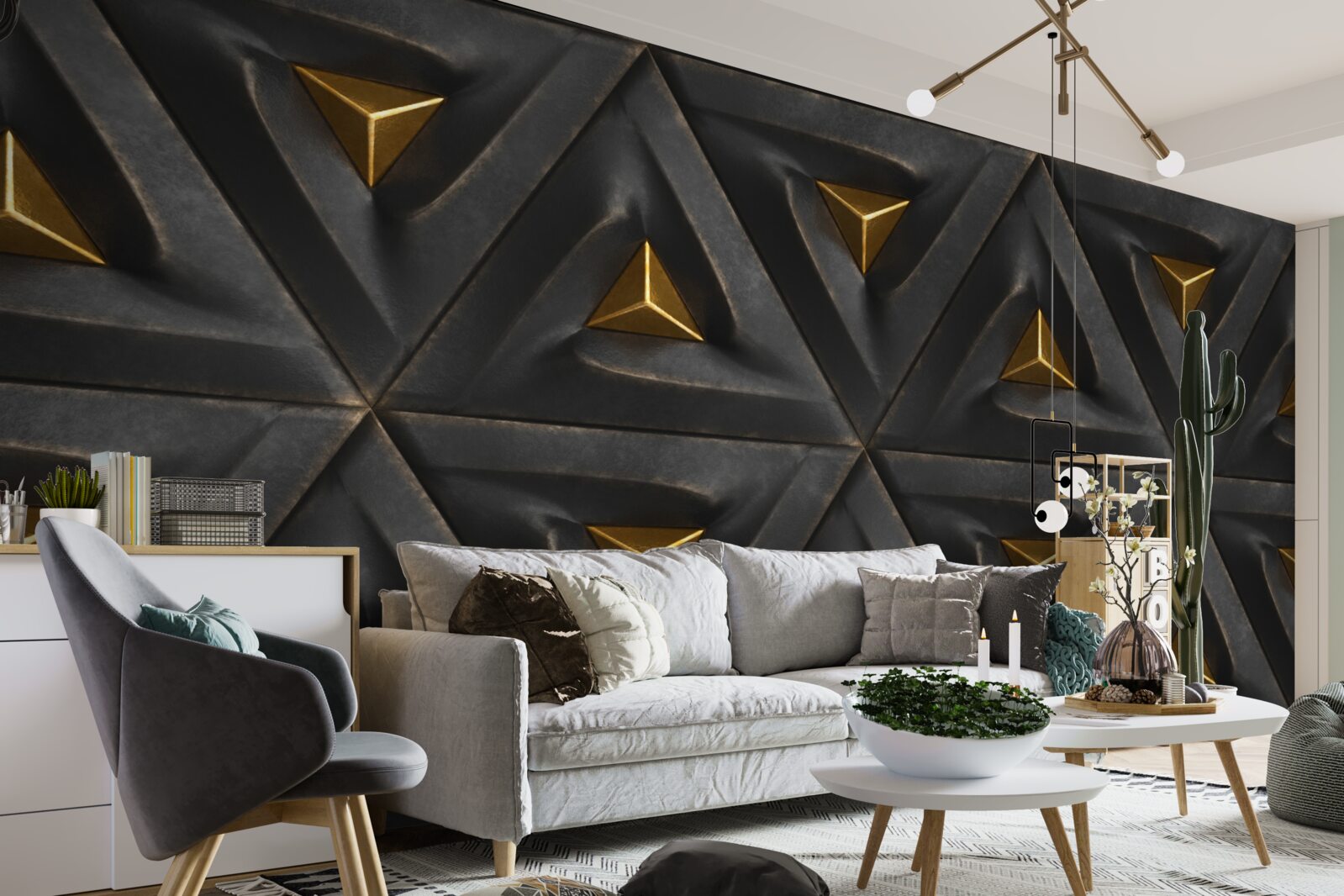 Фотошпалери трикутники з золотими центрами