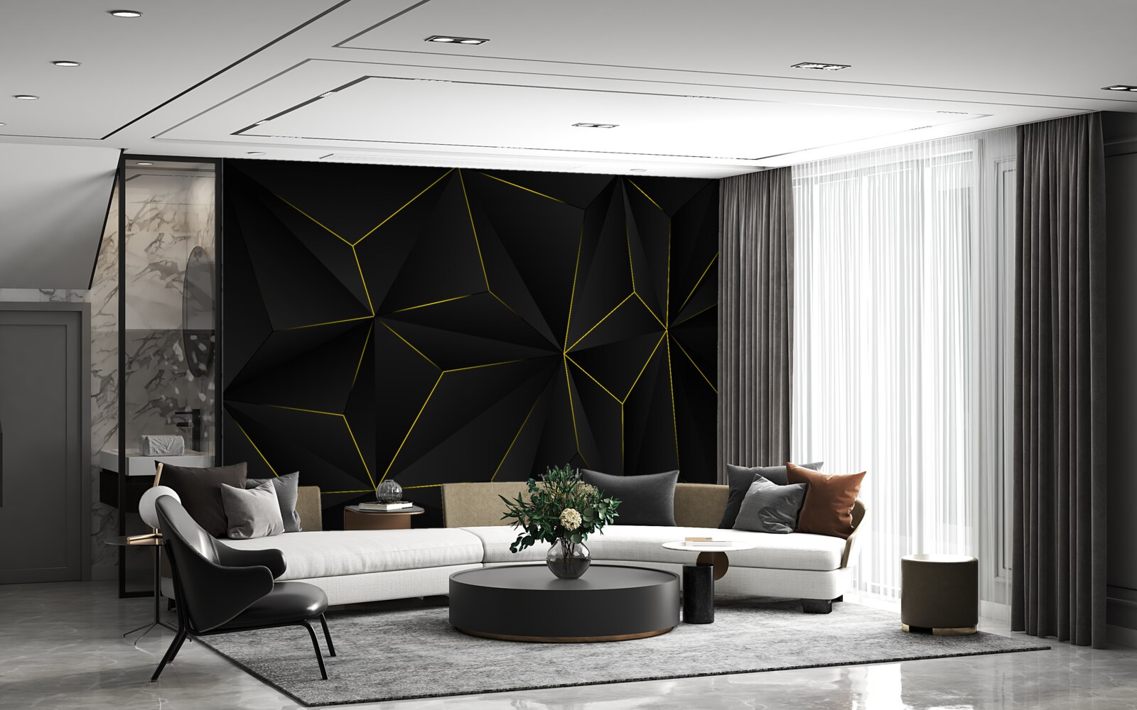 Фотошпалери темне тло з золотистими краями фігур