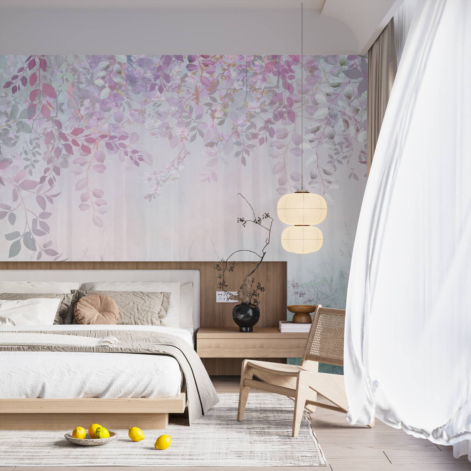 Фотошпалери листя всіх кольорів у лісі осіннього ранку