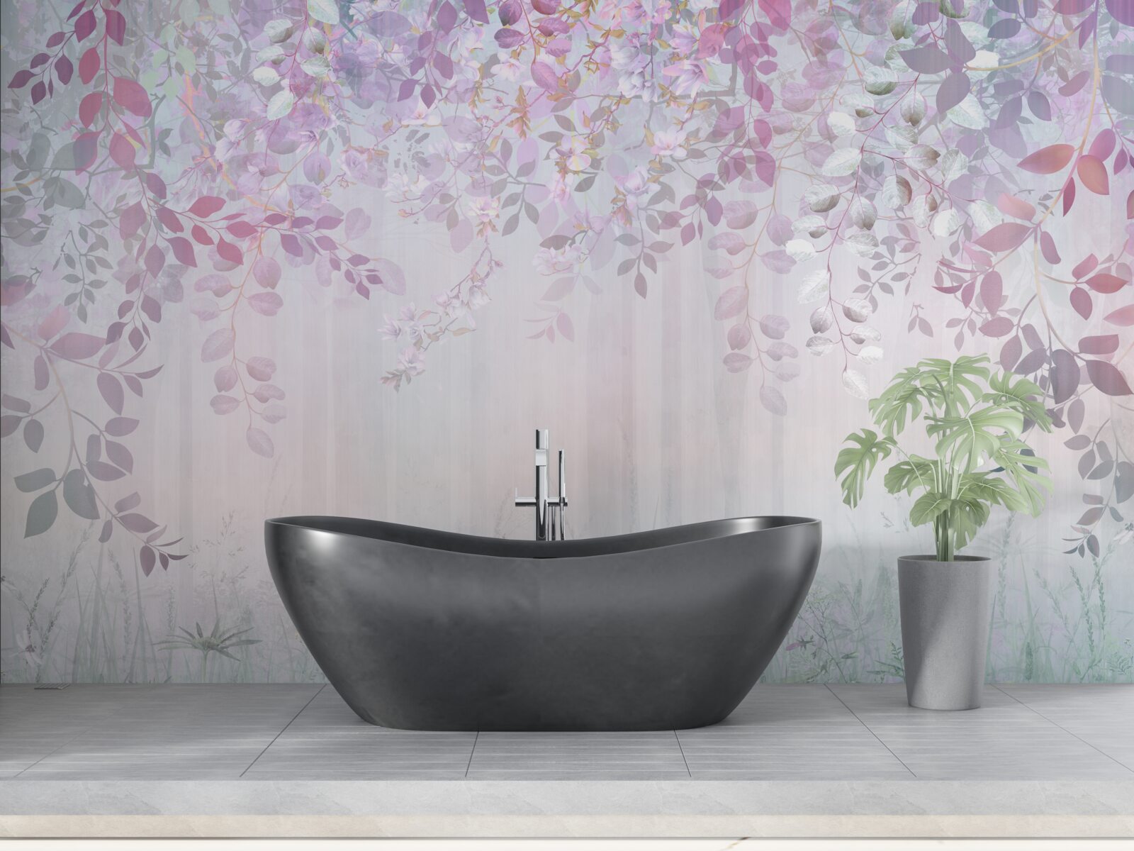 Фотошпалери листя всіх кольорів у лісі осіннього ранку