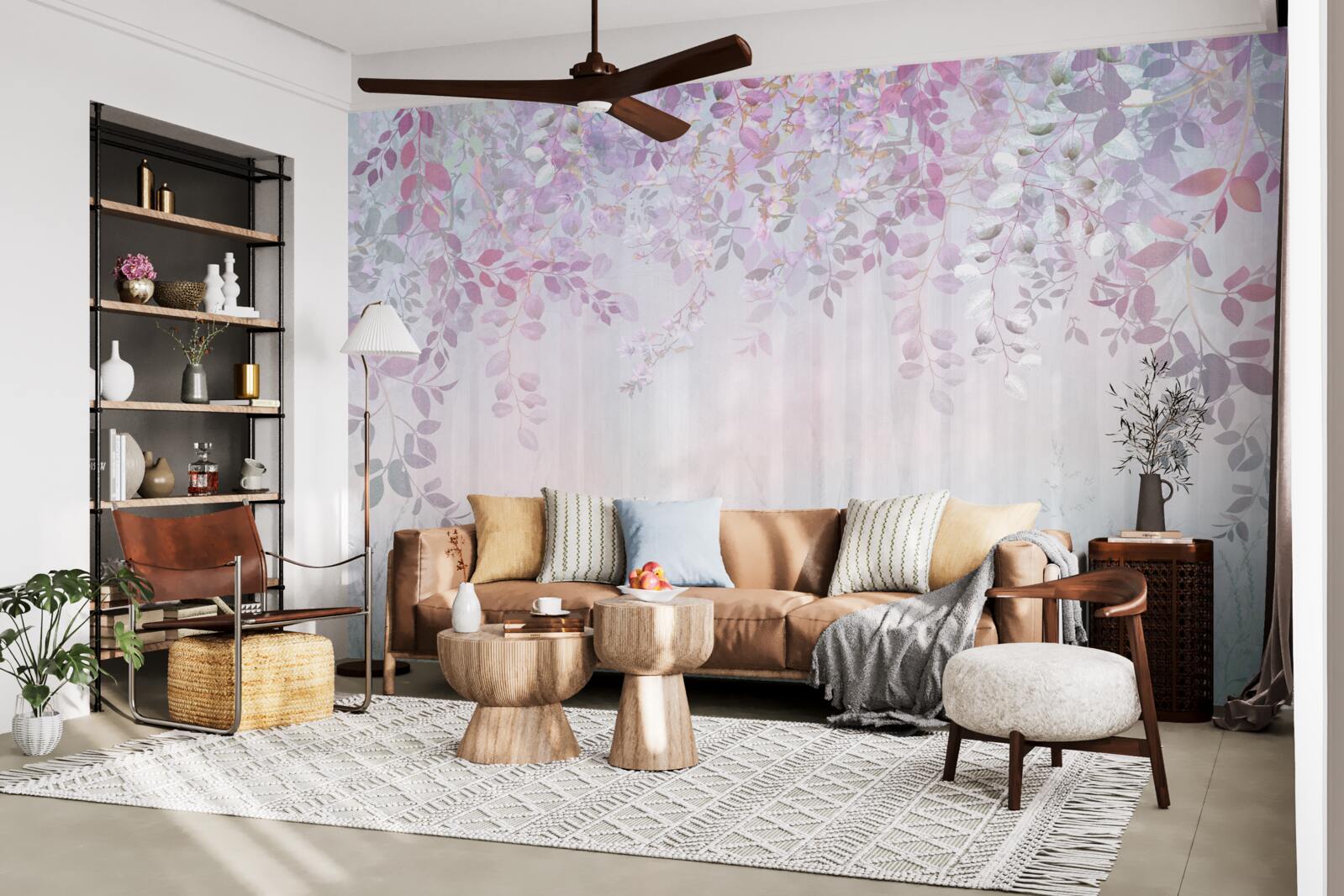 Фотошпалери листя всіх кольорів у лісі осіннього ранку