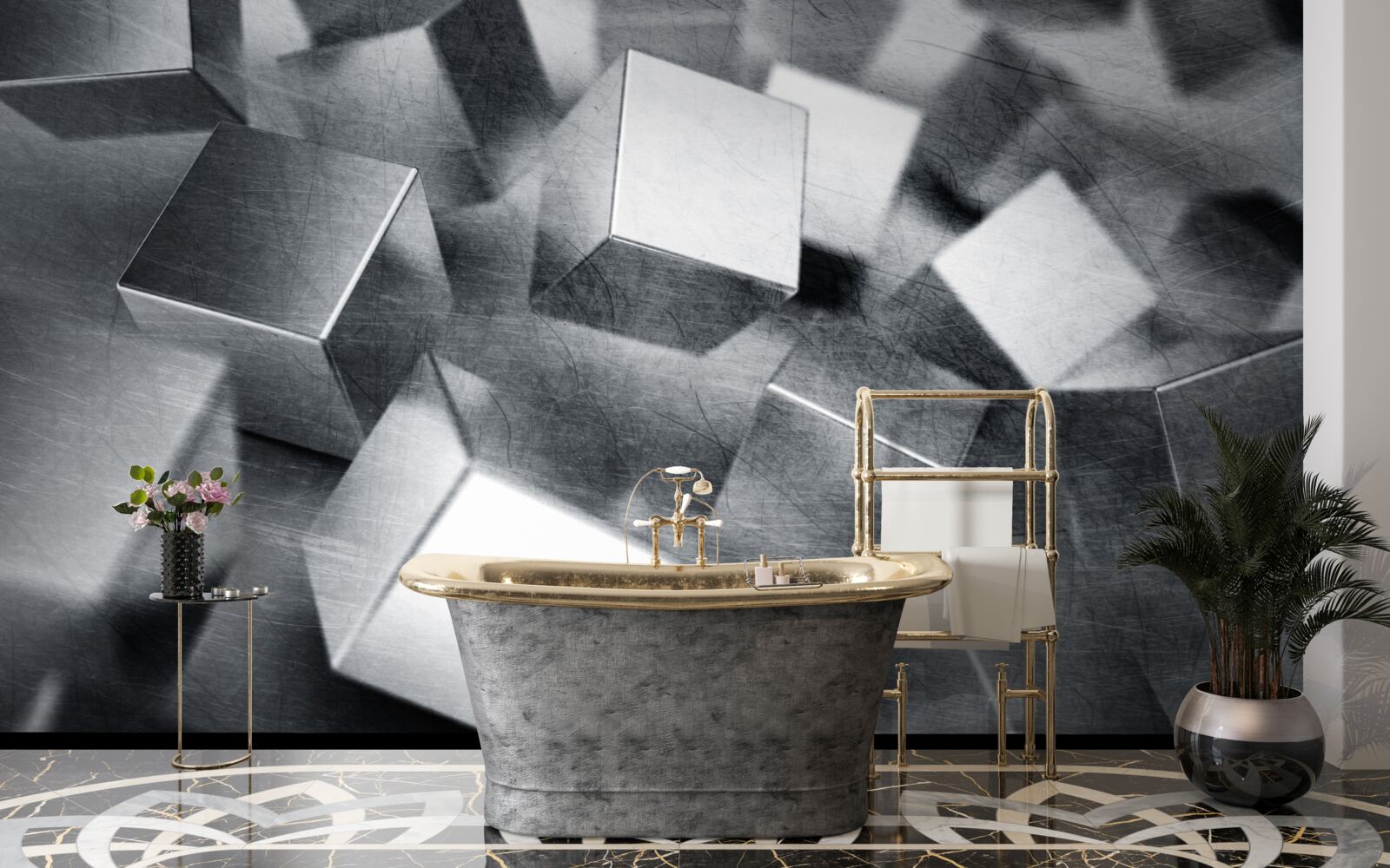 Фотошпалери куби зі сталі