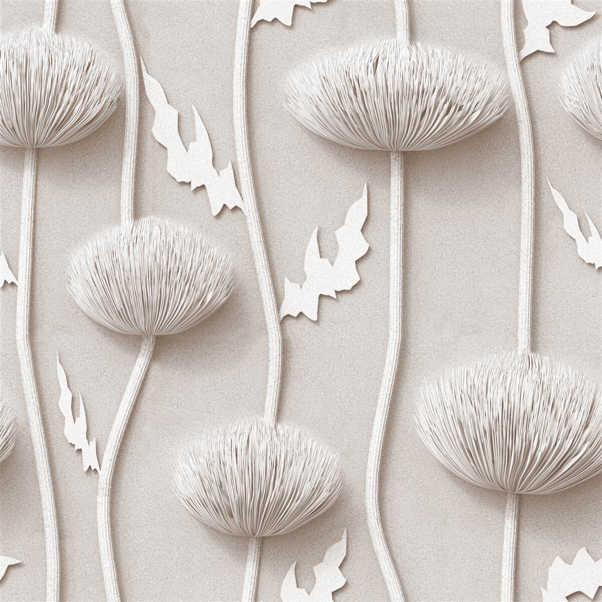 Фотошпалери стрункі, білі квіти з пухнастою текстурою