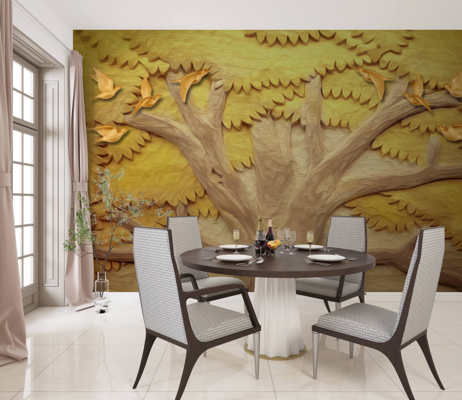 Фотошпалери пишне листя дерев