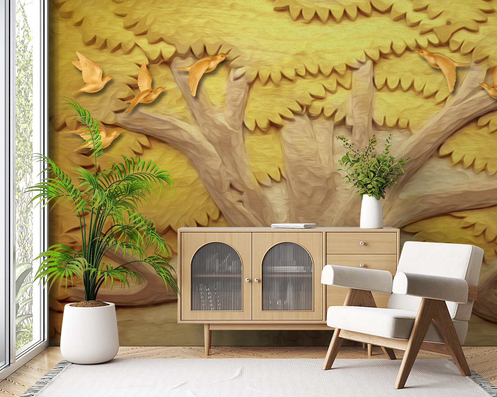 Фотошпалери пишне листя дерев