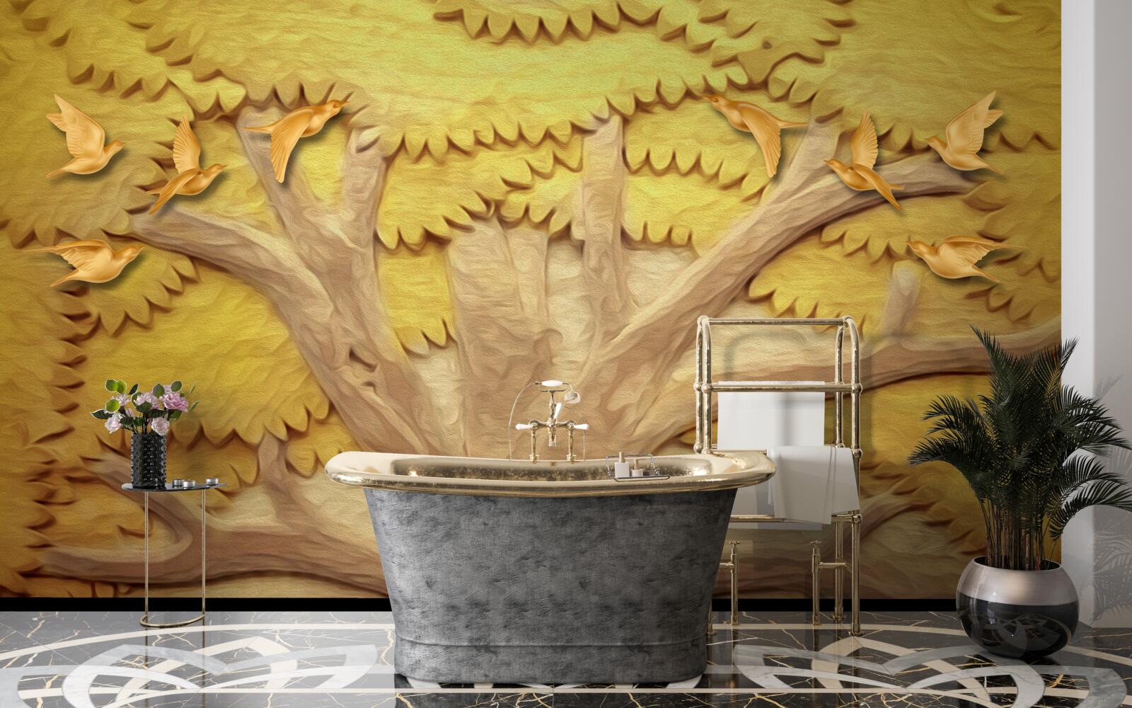 Фотошпалери пишне листя дерев