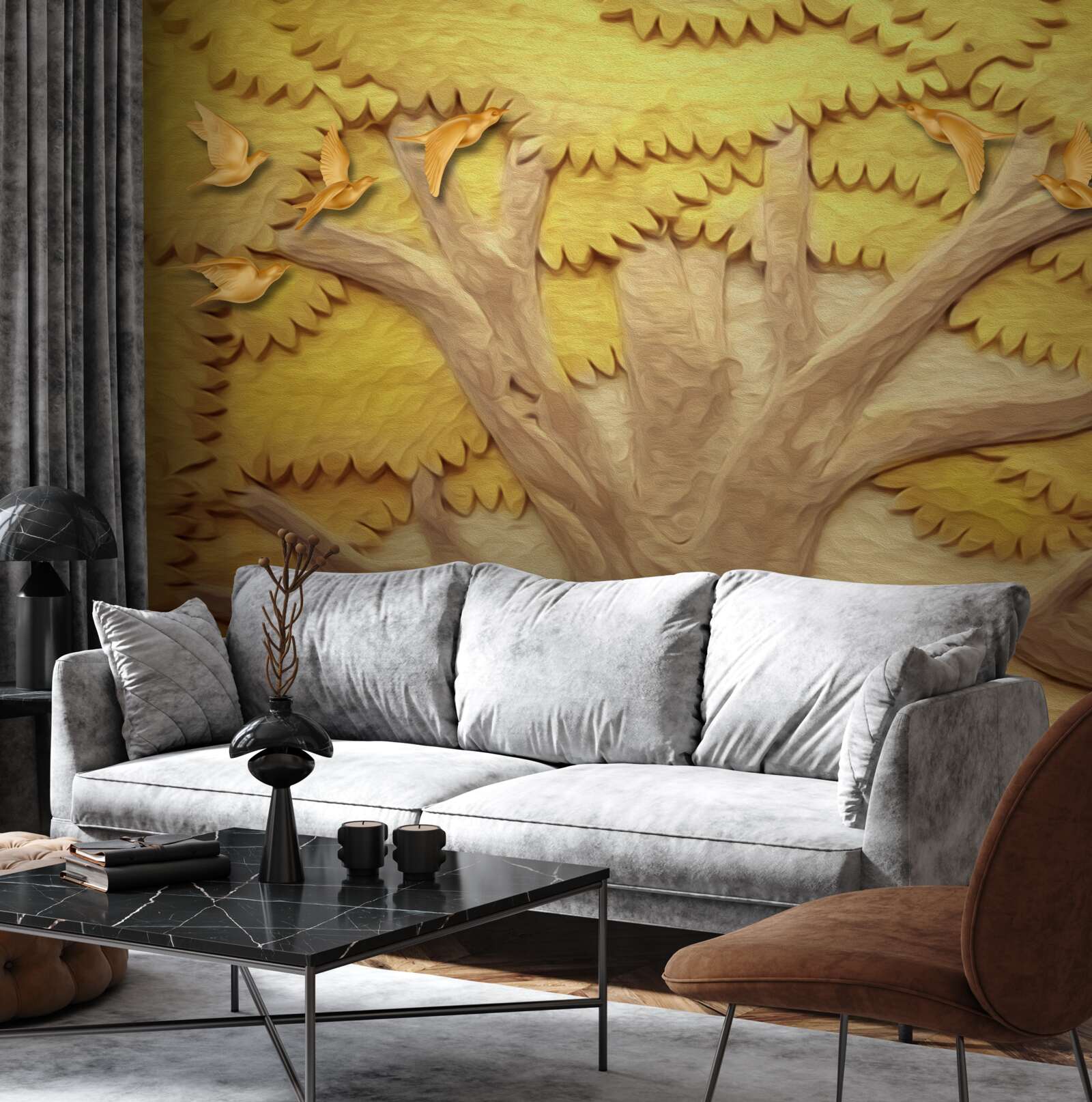 Фотошпалери пишне листя дерев