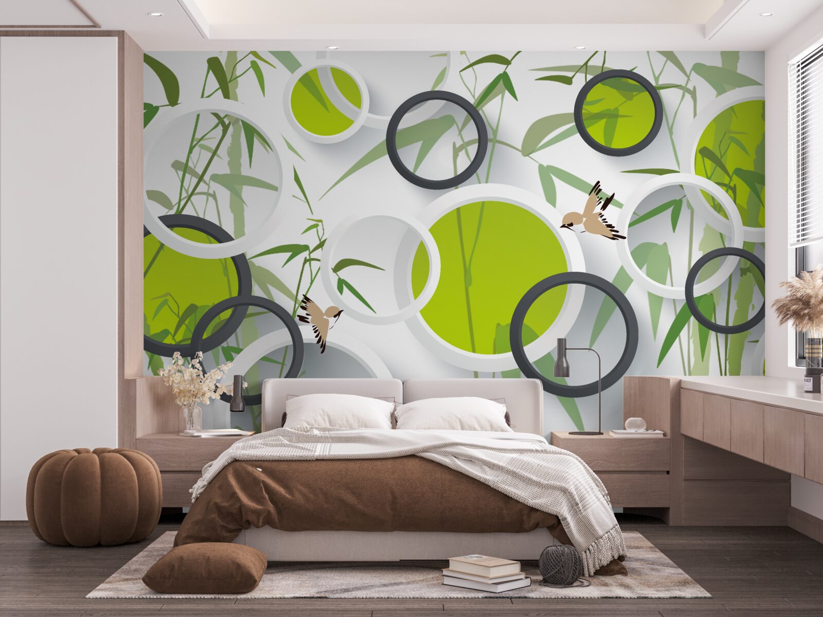 Фотошпалери кола на рослинах і птахах