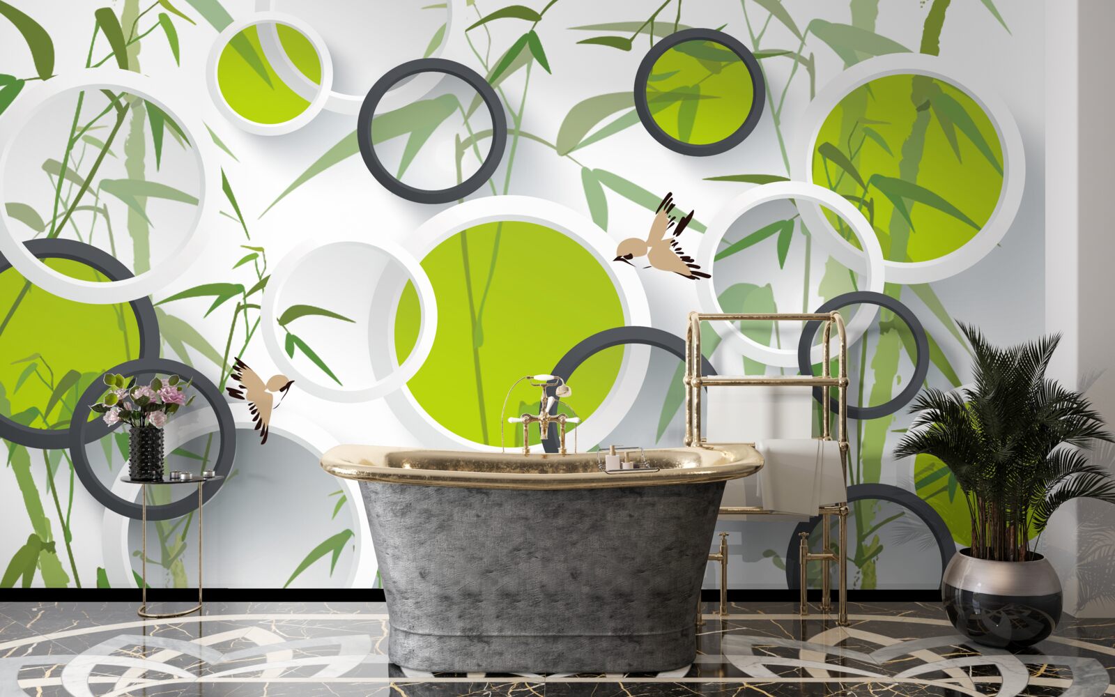 Фотошпалери кола на рослинах і птахах