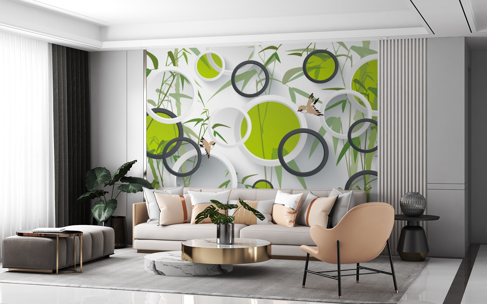 Фотошпалери кола на рослинах і птахах