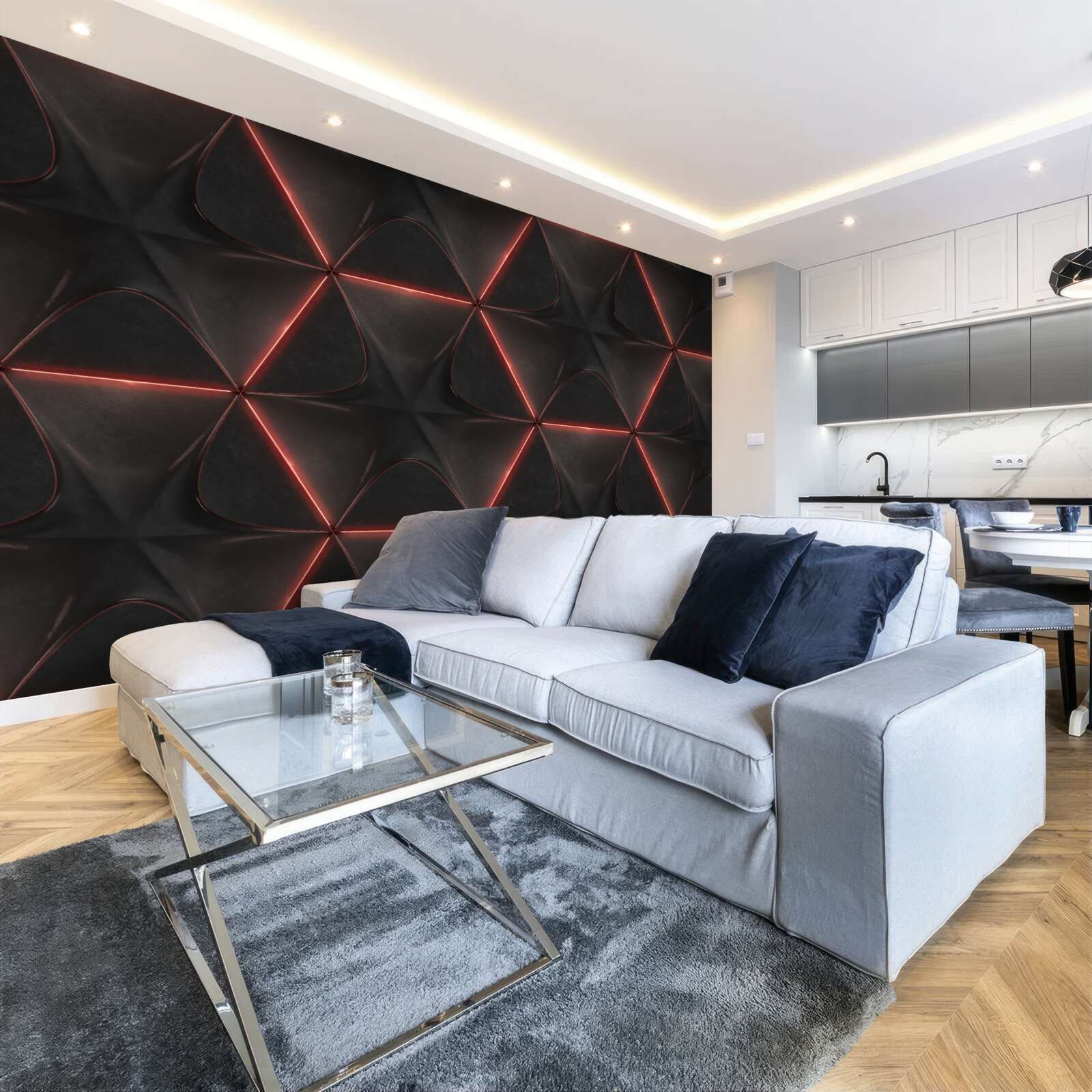 Фотошпалери п'ятикутники з червоними сторонами однакової довжини