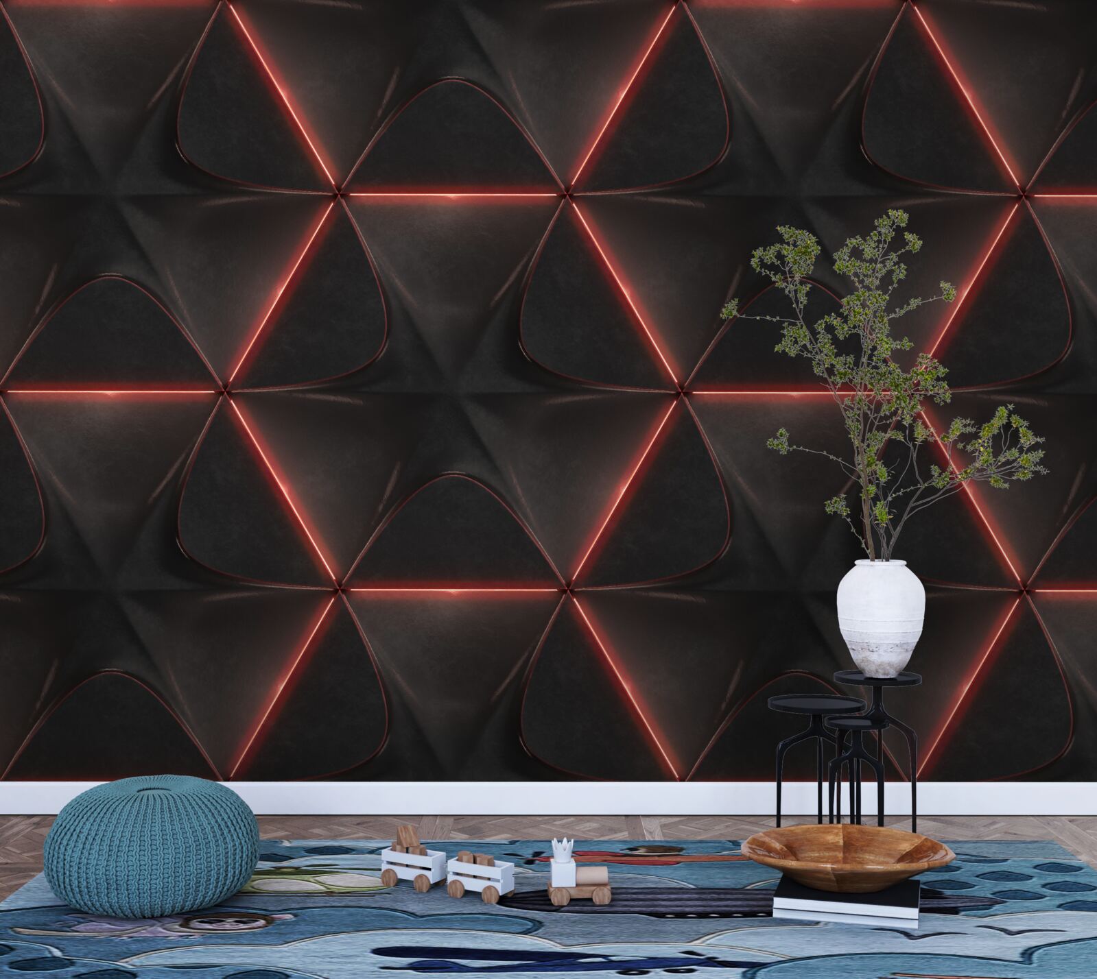 Фотошпалери п'ятикутники з червоними сторонами однакової довжини