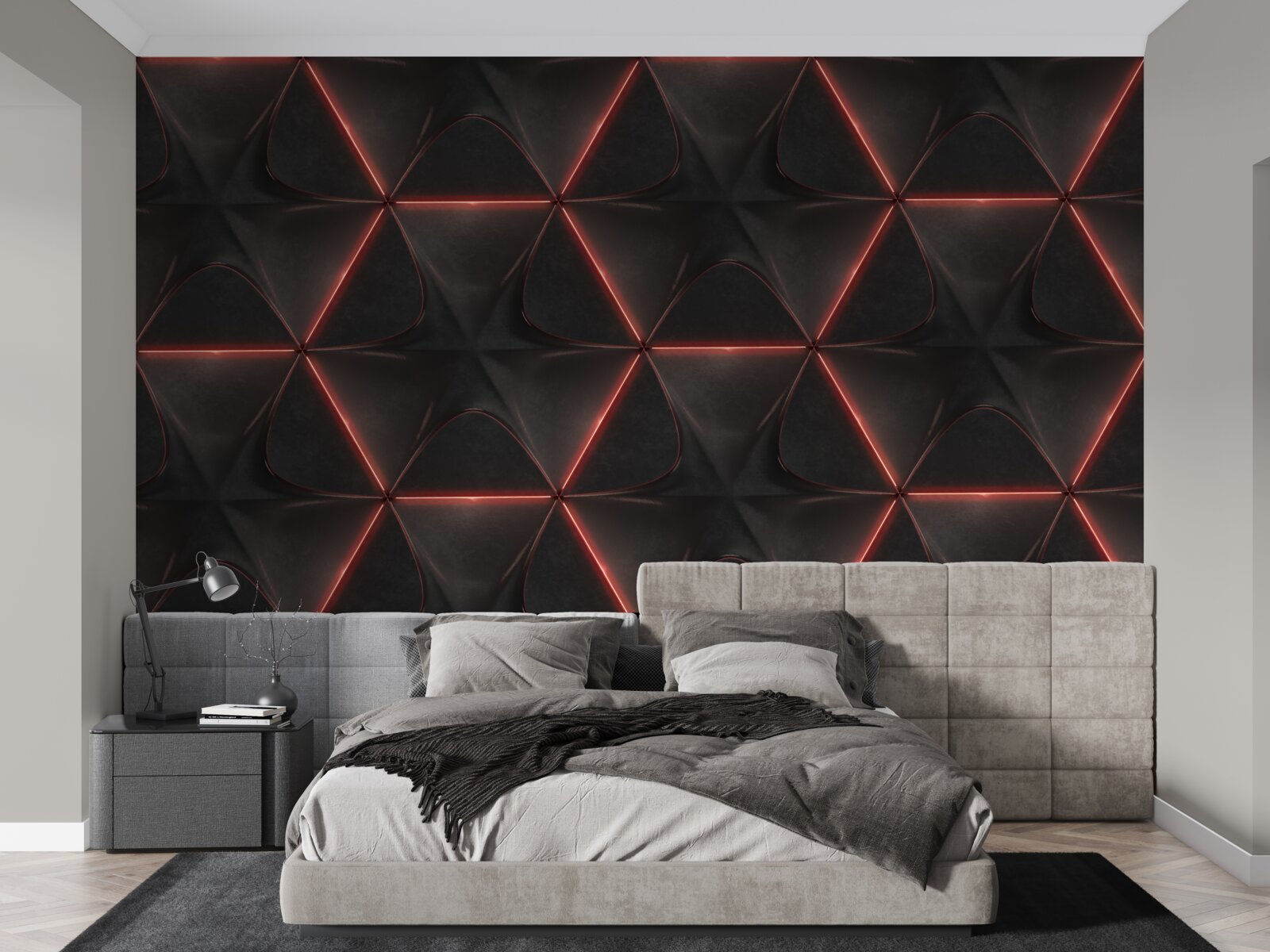 Фотошпалери п'ятикутники з червоними сторонами однакової довжини