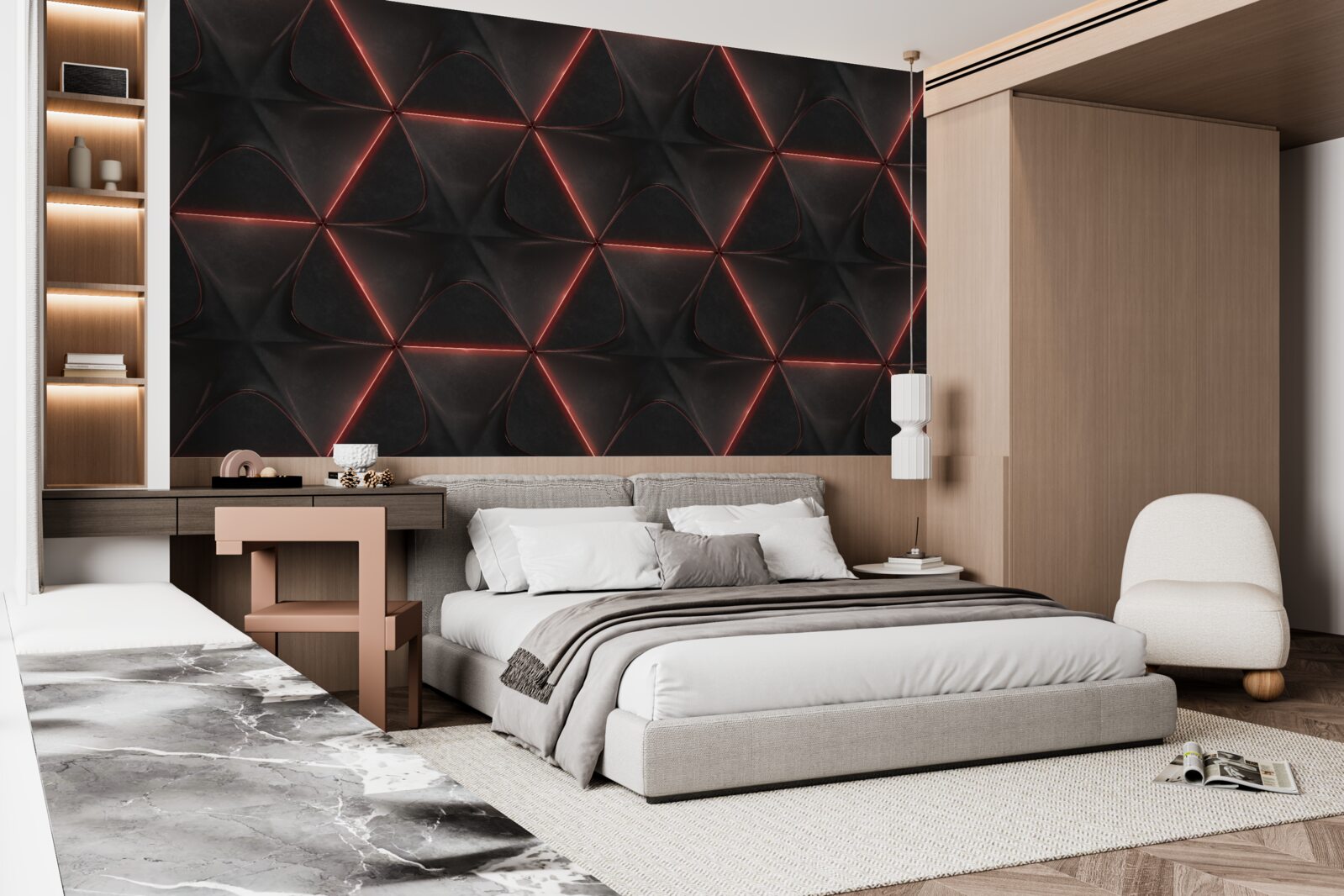 Фотошпалери п'ятикутники з червоними сторонами однакової довжини