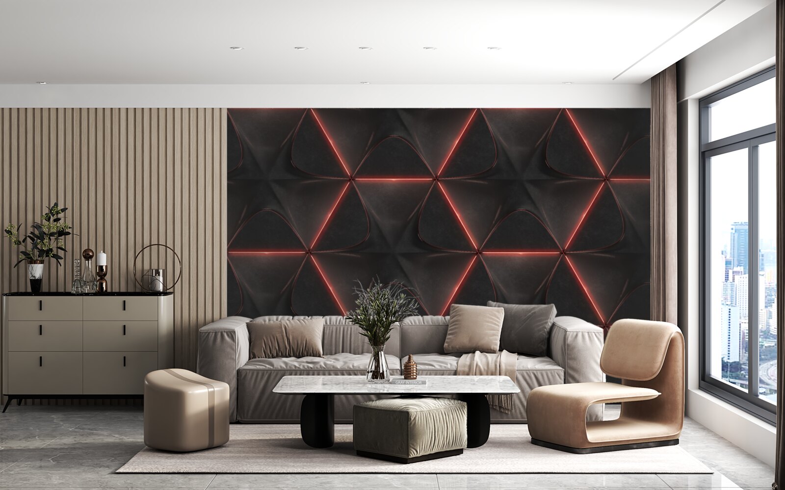 Фотошпалери п'ятикутники з червоними сторонами однакової довжини