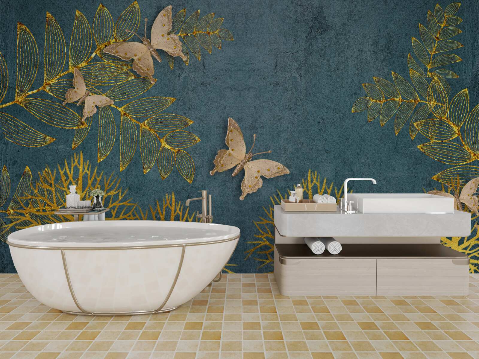 Фотошпалери ліс, повний золота і темряви