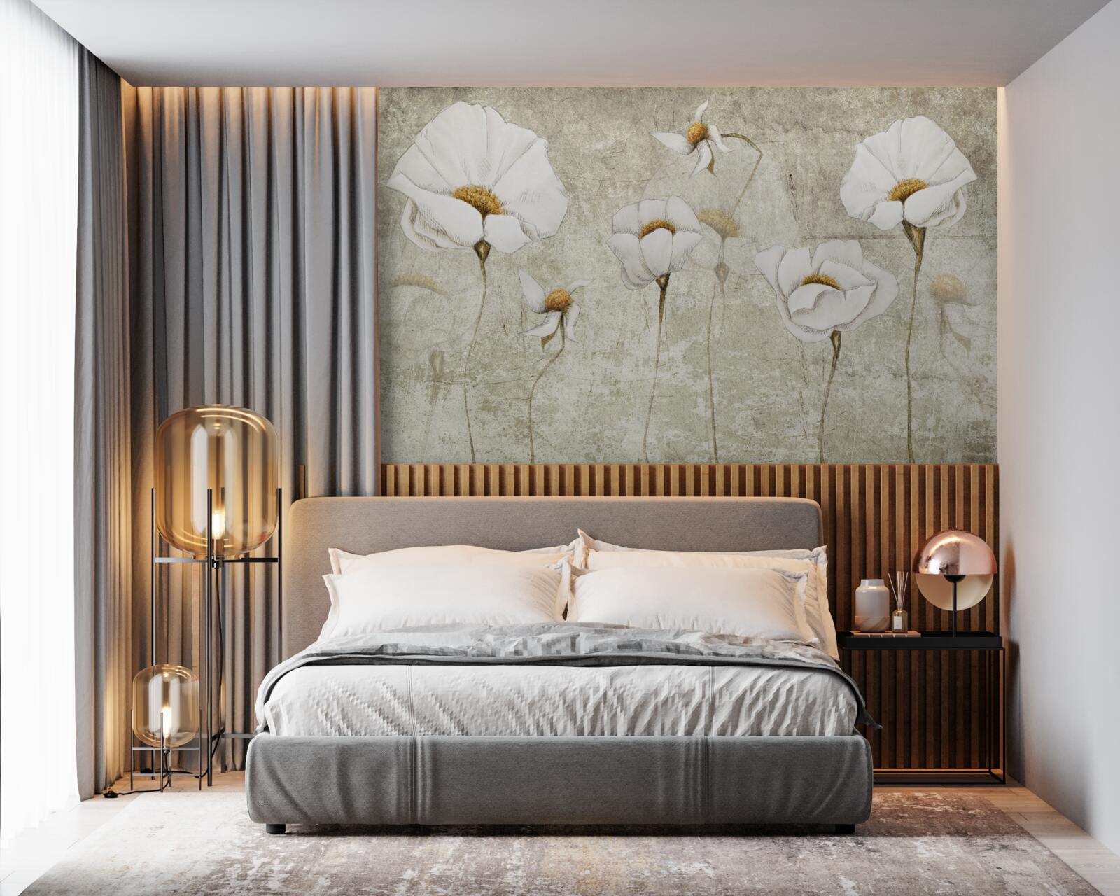 Фотошпалери стрункі білі маки