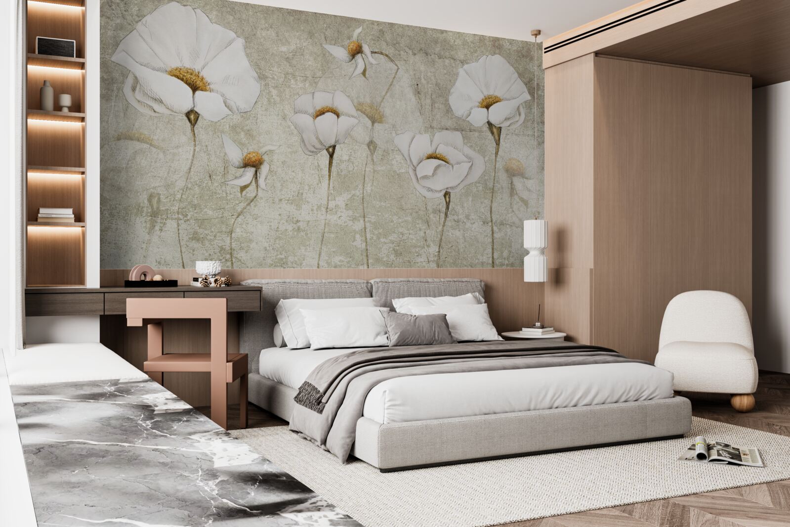 Фотошпалери стрункі білі маки