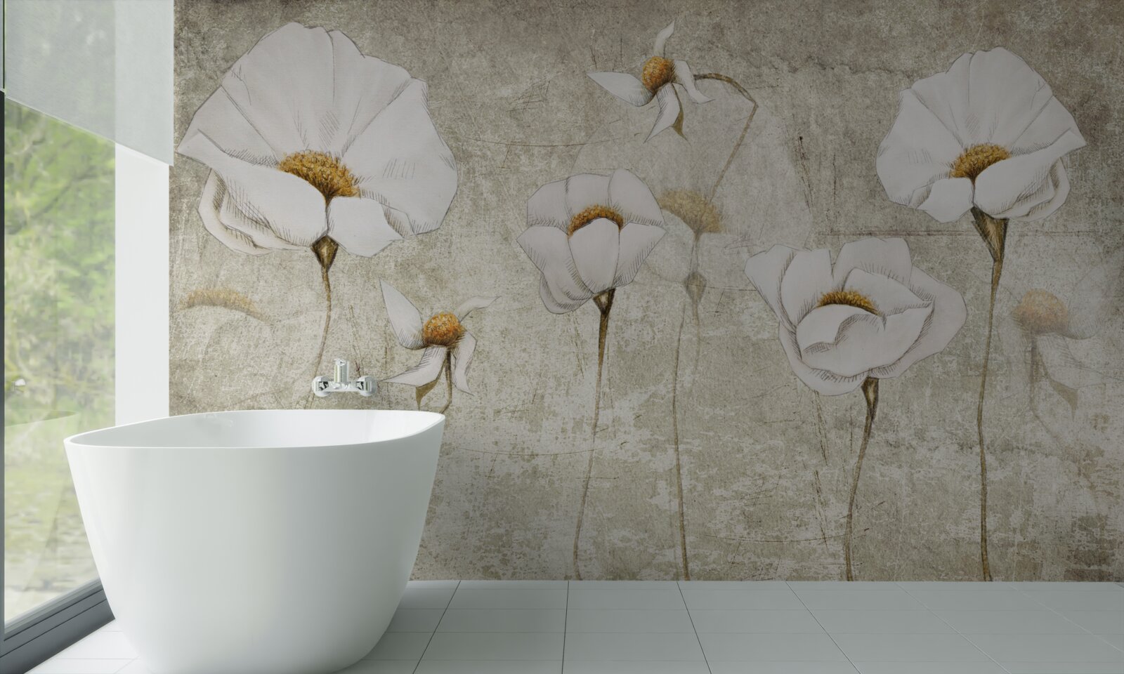 Фотошпалери стрункі білі маки