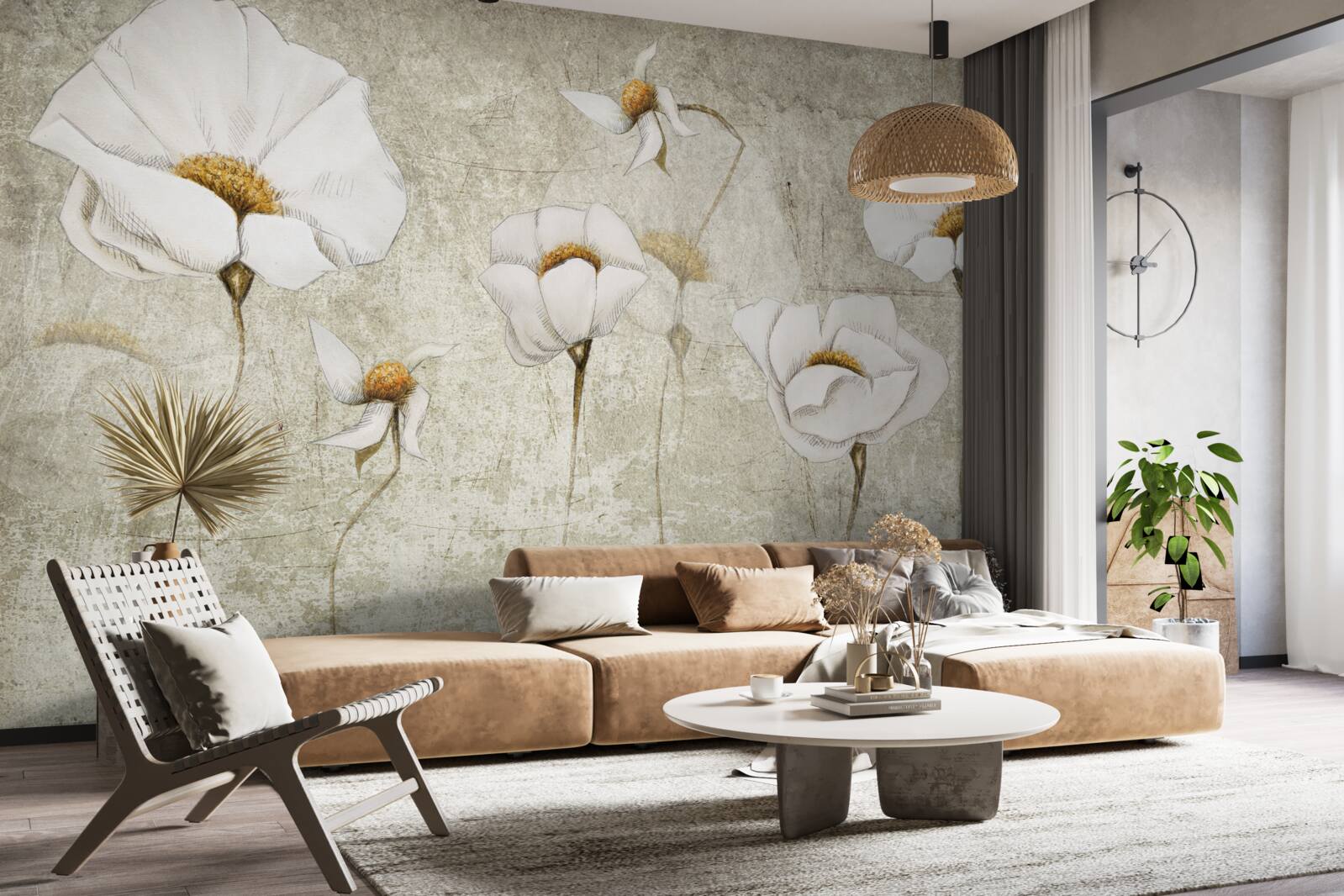 Фотошпалери стрункі білі маки