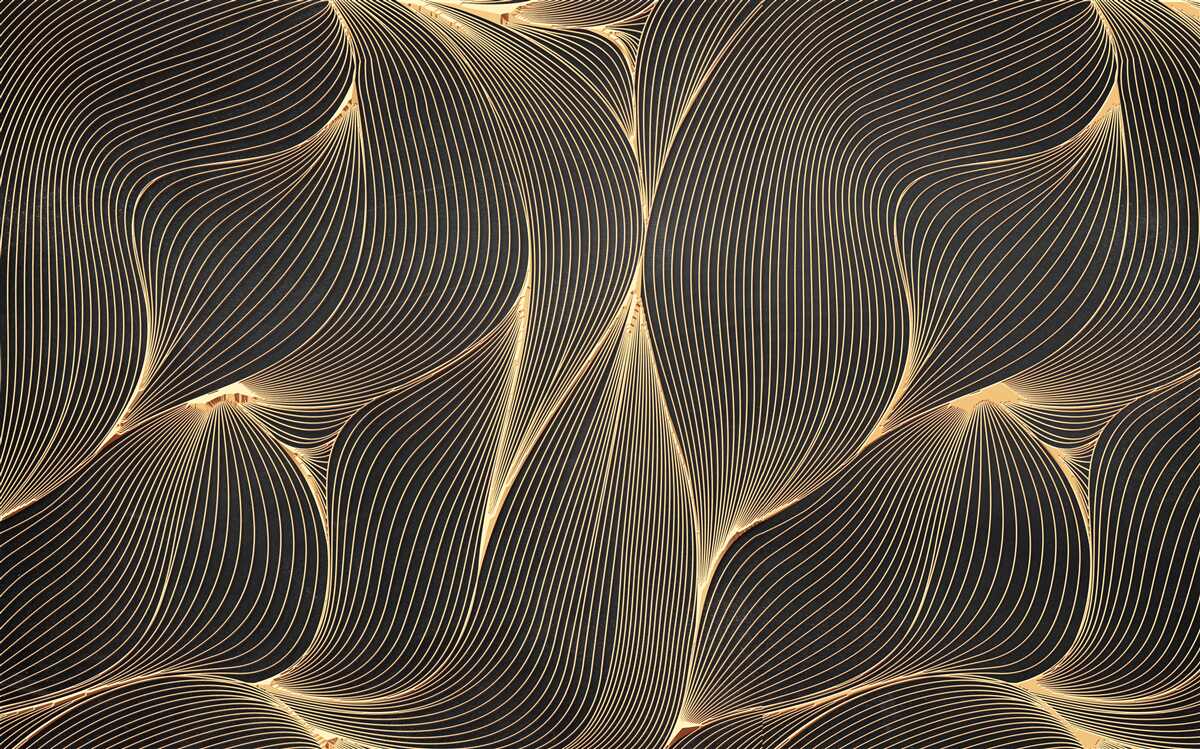 Фотошпалери абстрактний з плавними золотистими лініями
