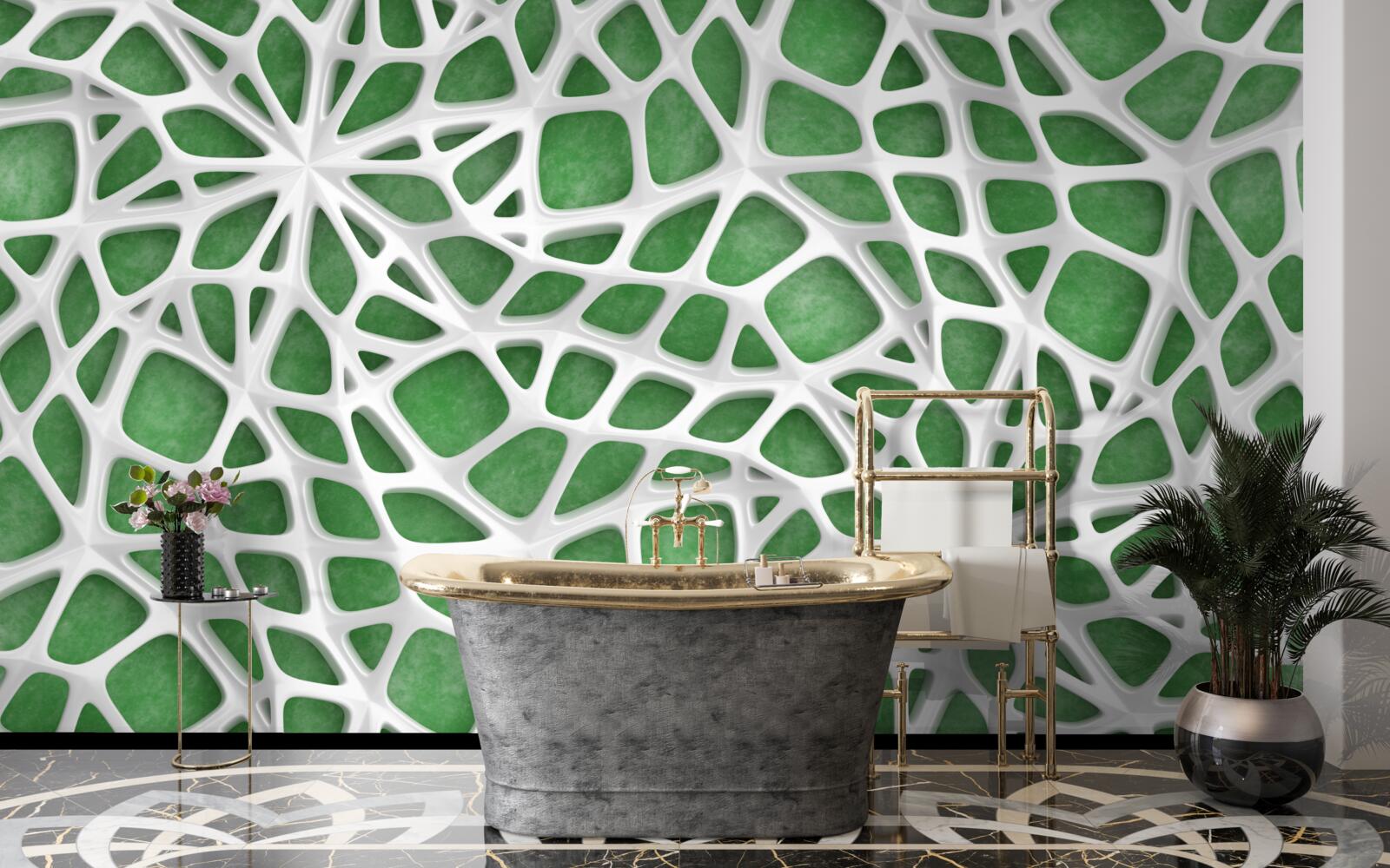 Фотошпалери на зеленому тлі - велика біла павутина