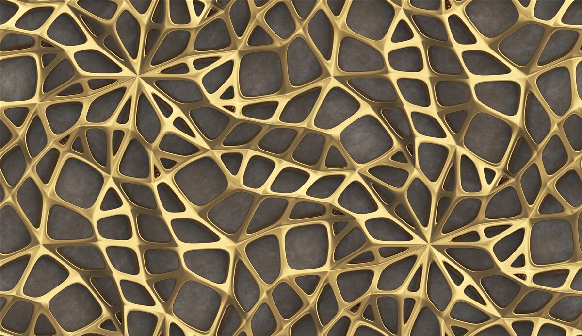 Фотошпалери мережа золотистого кольору на коричневому фоні