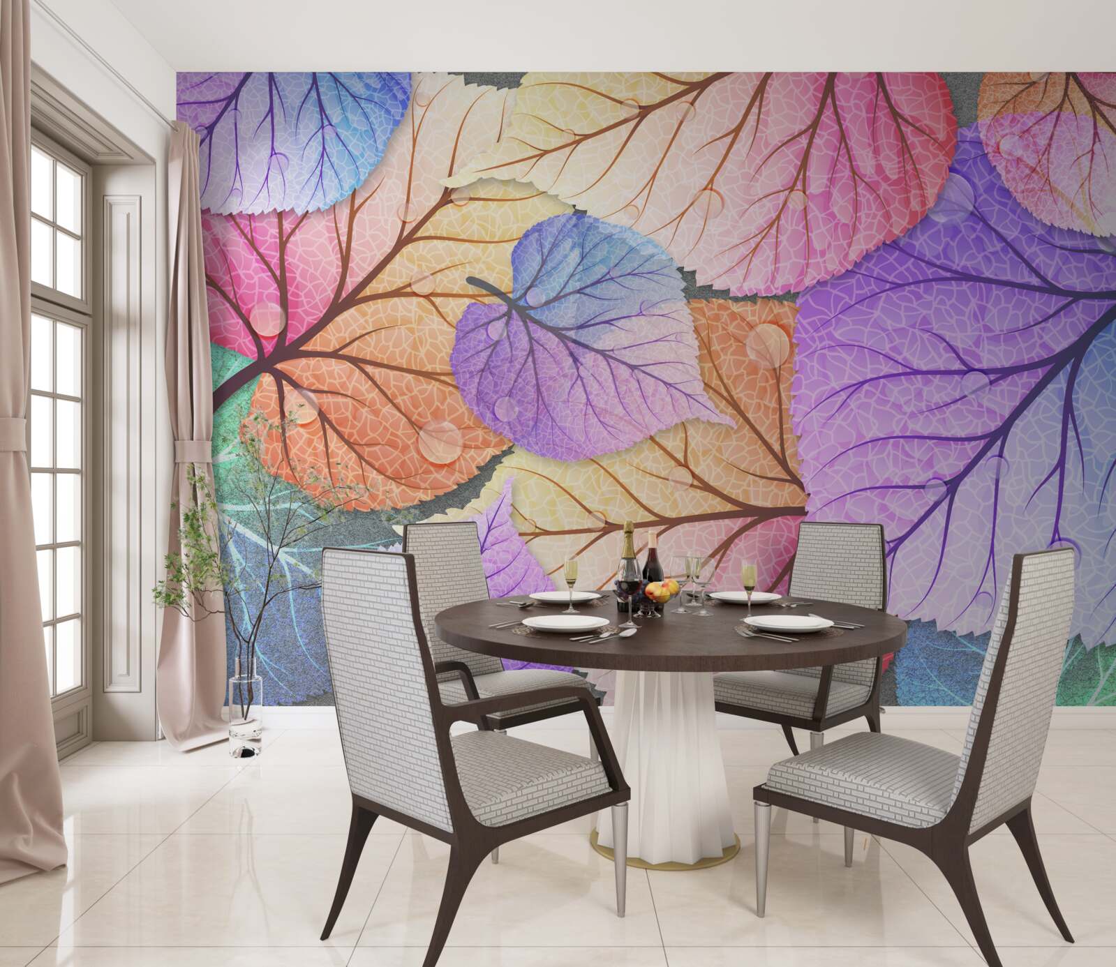 Фотошпалери осіннє листя, розфарбоване в яскраві кольори