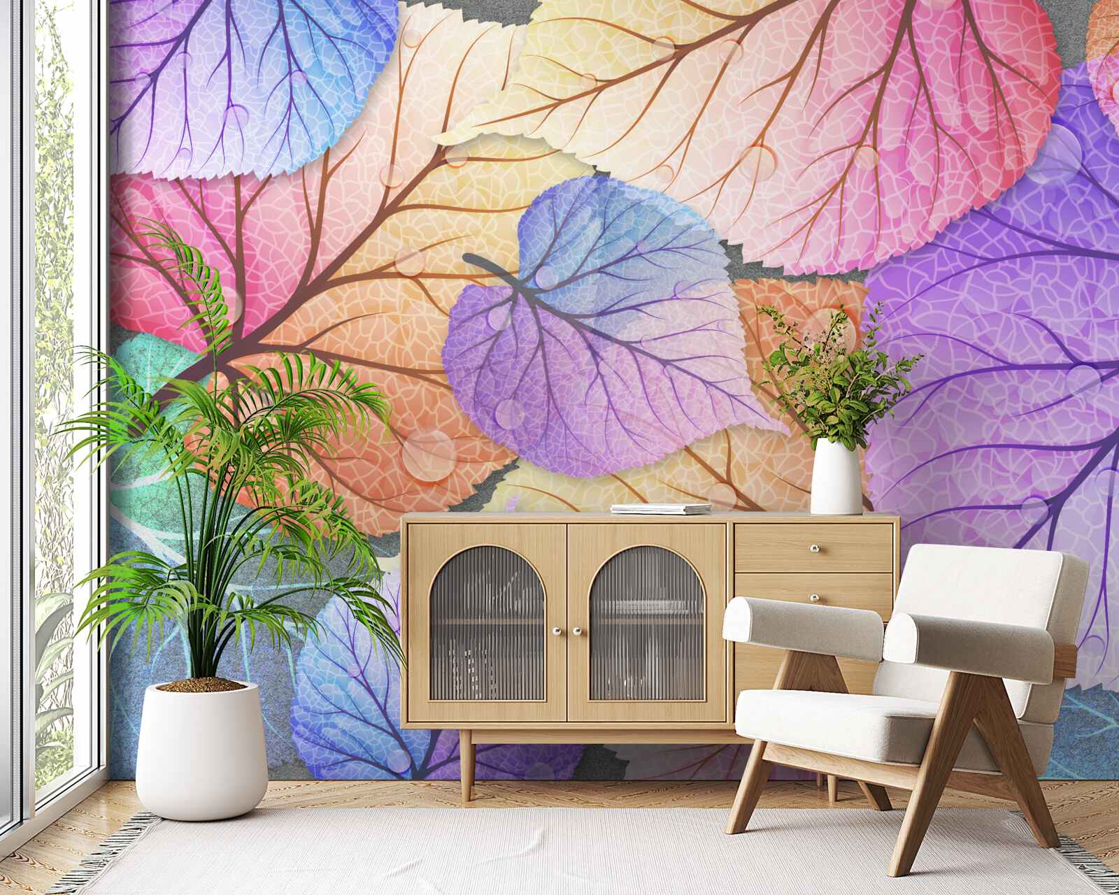 Фотошпалери осіннє листя, розфарбоване в яскраві кольори