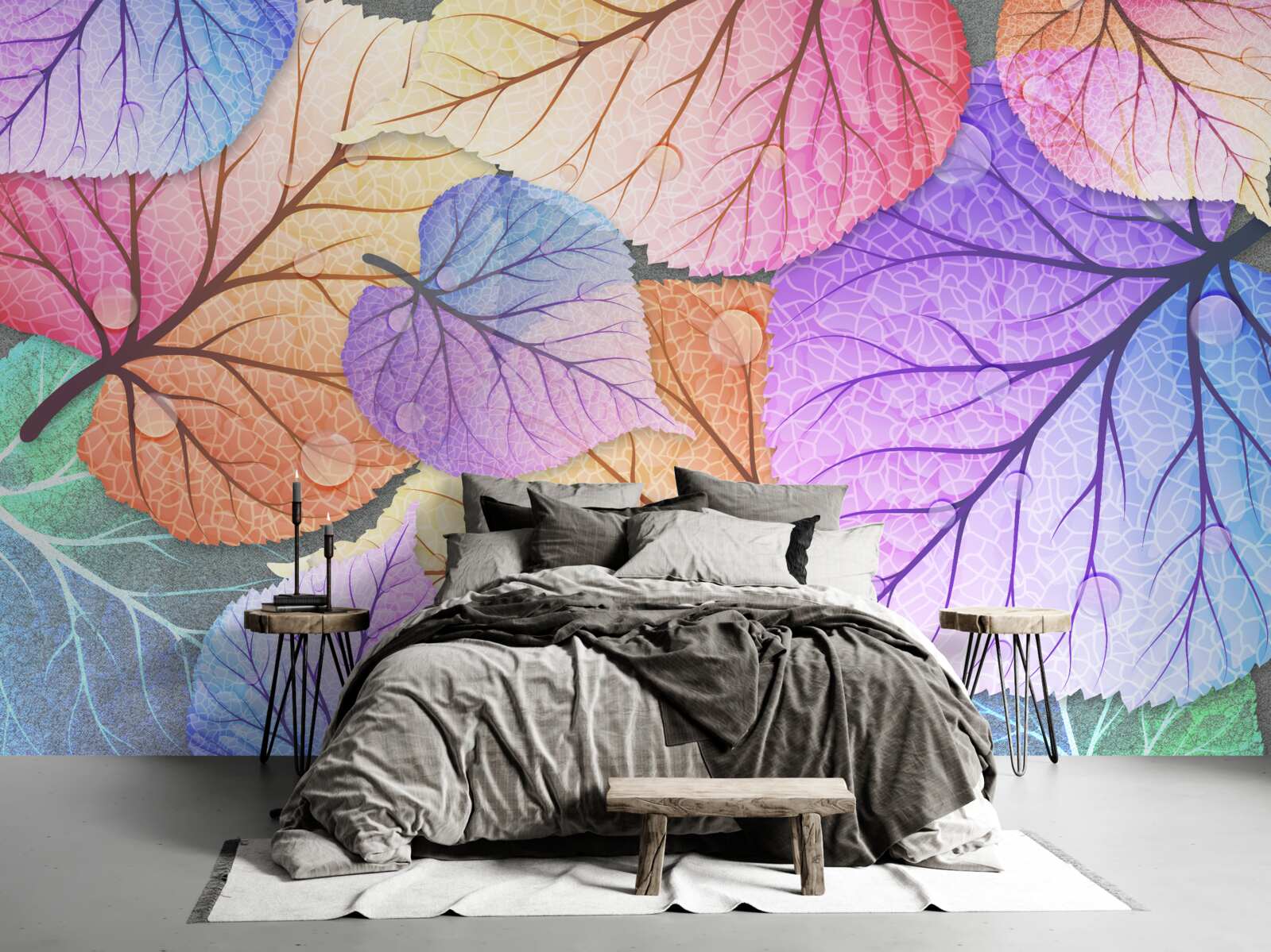 Фотошпалери осіннє листя, розфарбоване в яскраві кольори