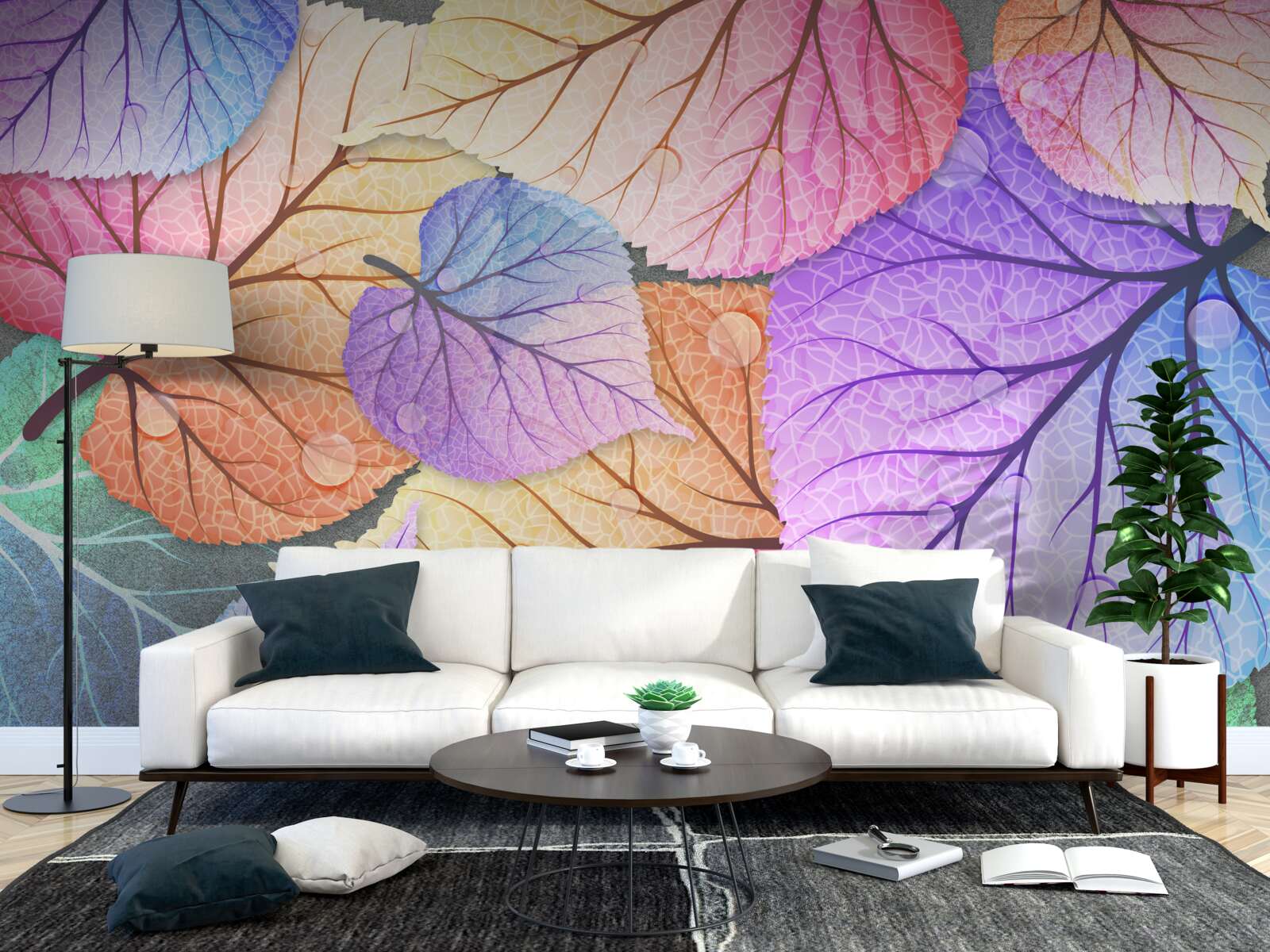 Фотошпалери осіннє листя, розфарбоване в яскраві кольори