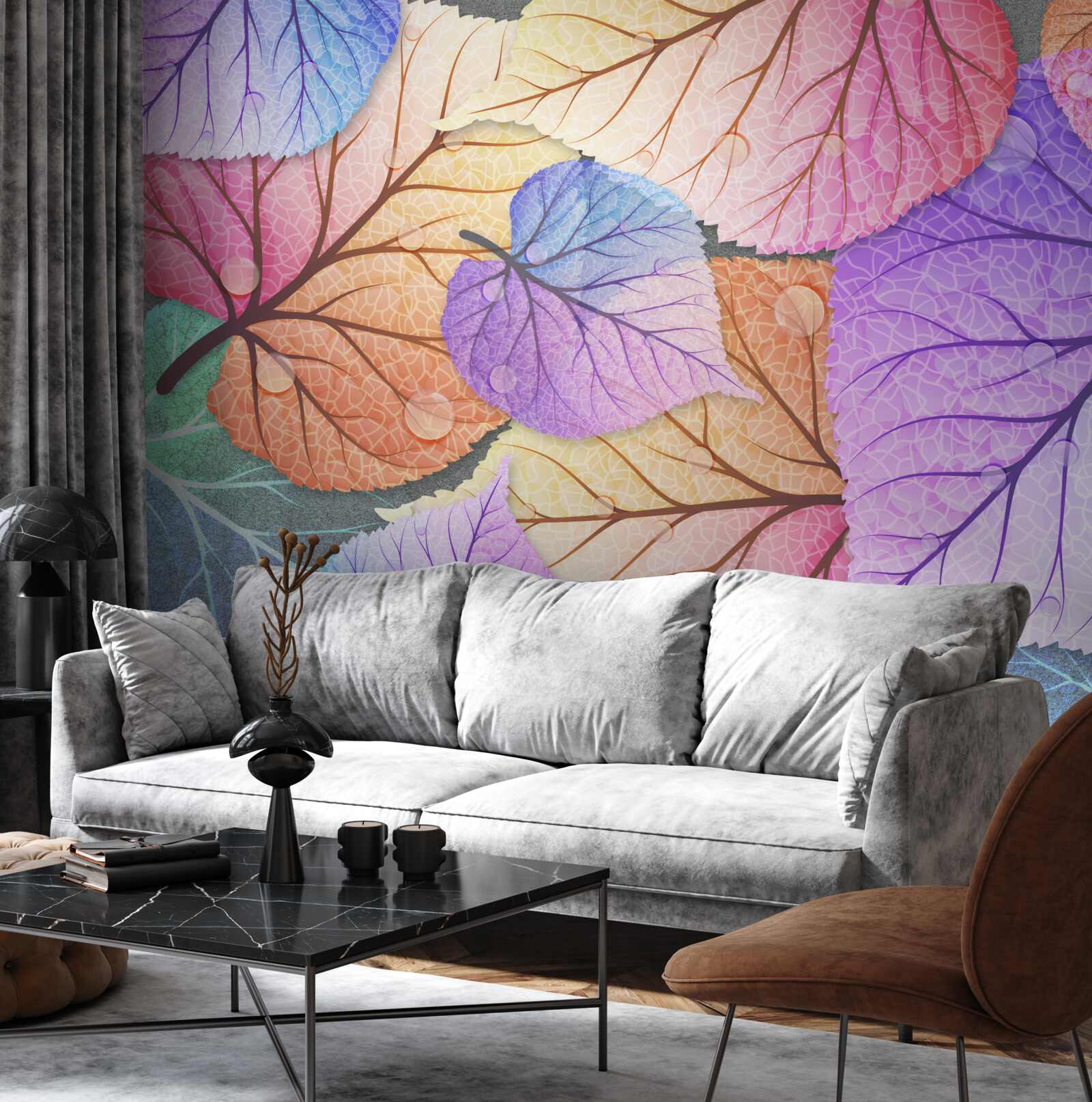 Фотошпалери осіннє листя, розфарбоване в яскраві кольори