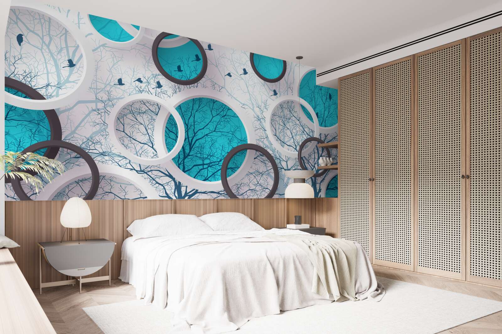 Фотошпалери бірюзові кола та дерева