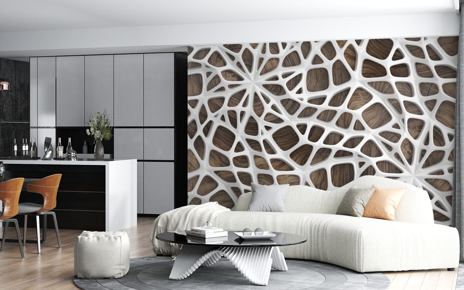 Фотошпалери об'ємна білосніжна мережа