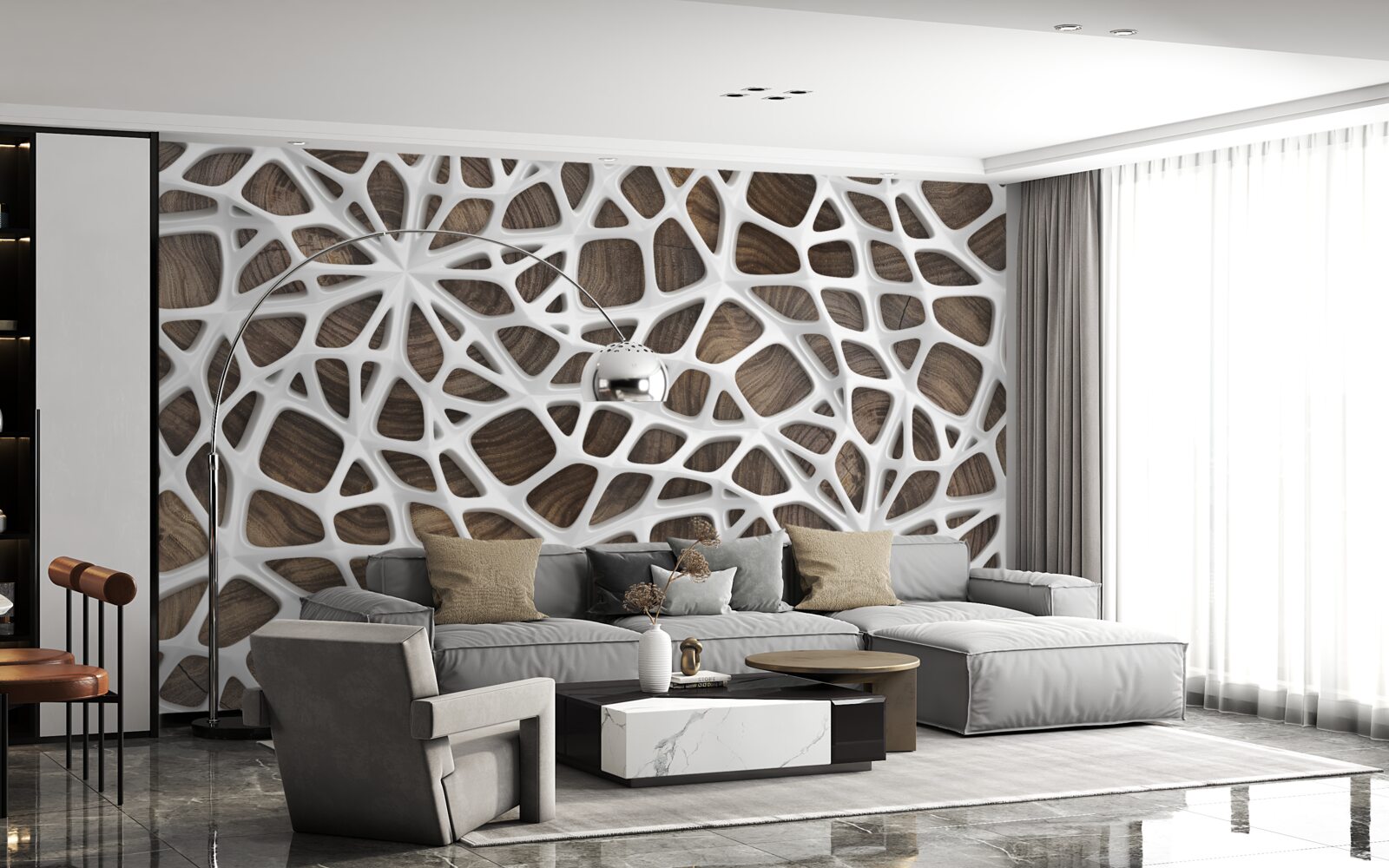 Фотошпалери об'ємна білосніжна мережа