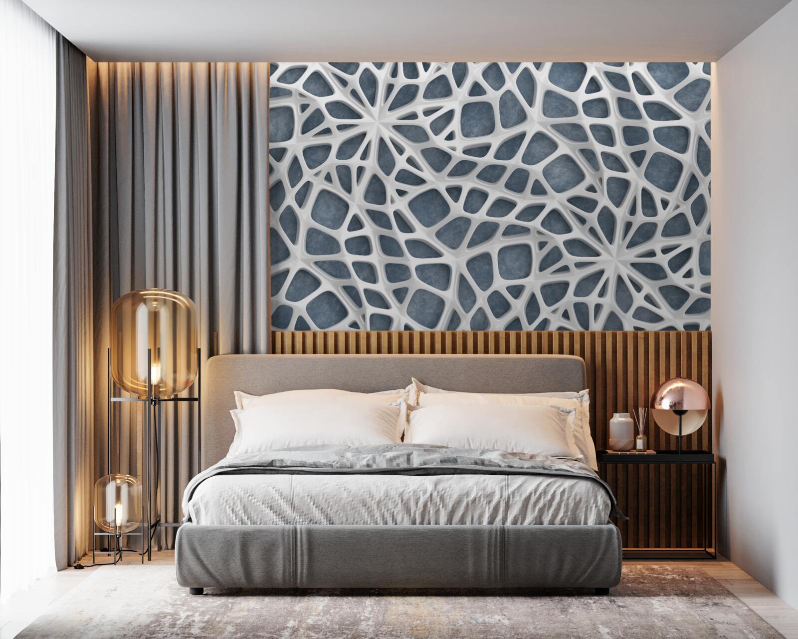 Фотошпалери біле мереживо на блакитному тлі